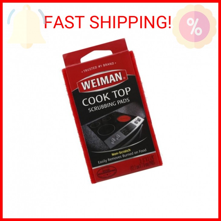 Weiman Cook Top Scrubbing Pads – Gently Clean and Remove Burned-on Food from All