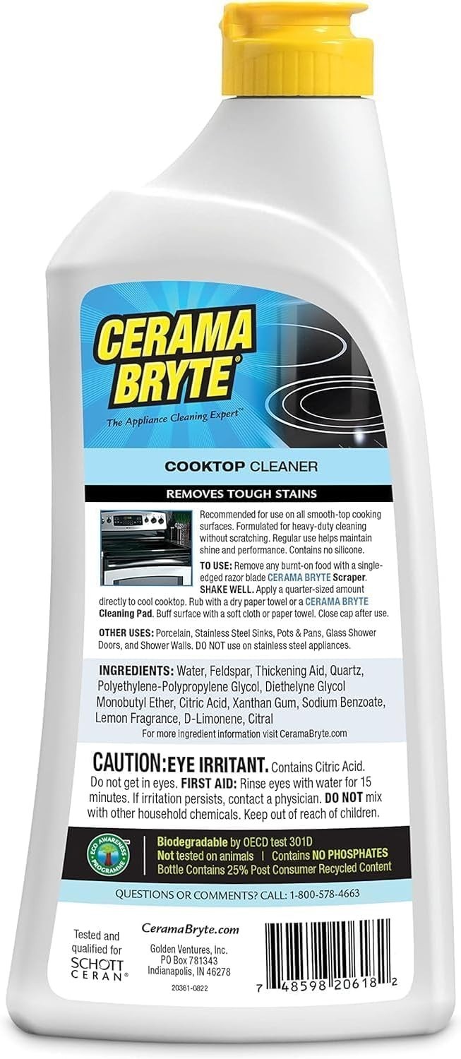 Cerama Bryte Removes Tough Stains Cooktop and Stove Top Cleaner for Glass 2 Pack
