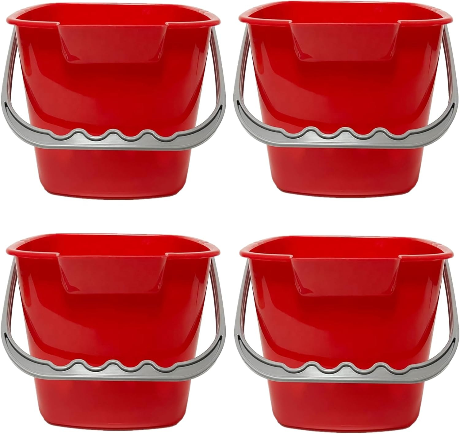 4-Pack 3-Quart Square Sanitizing Buckets, Stackable Cleaning Pails with Handles