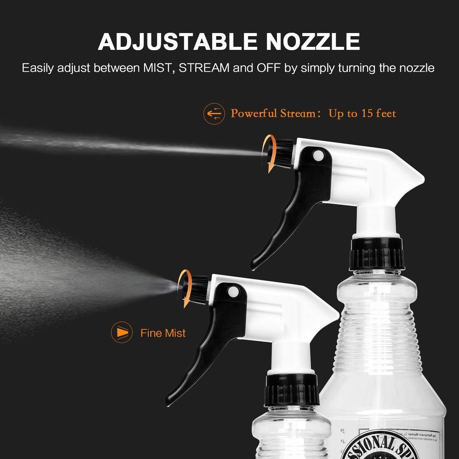 Plastic Spray Bottles 24oz 3 Pack Heavy Duty Mist Sprayer for Cleaning Car Detai