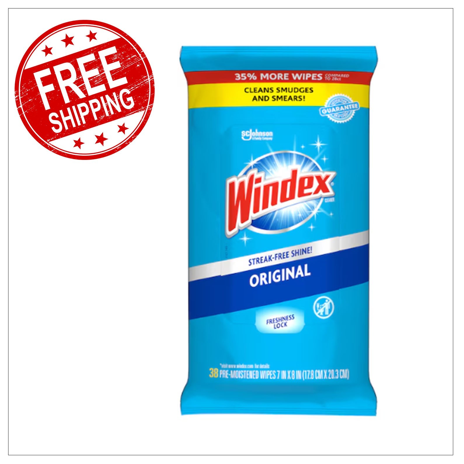 Windex 38 Count Wipes Glass Cleaner