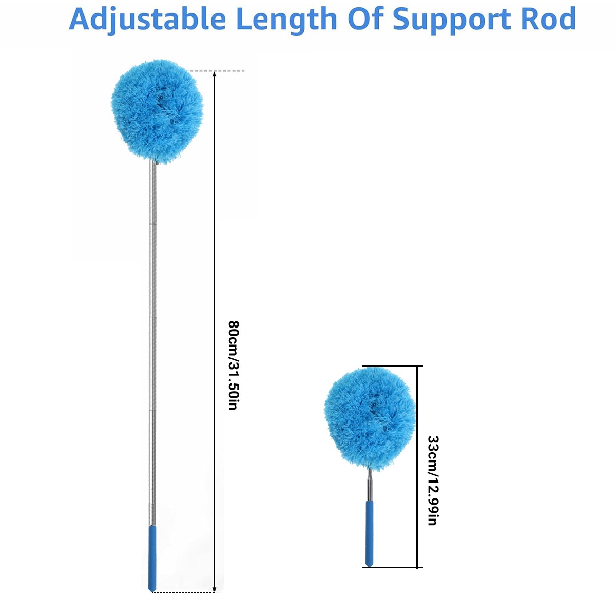 1pc Microfiber Ceiling Fan Duster – Reusable w/ 31.5in Adjustable Extension Pole