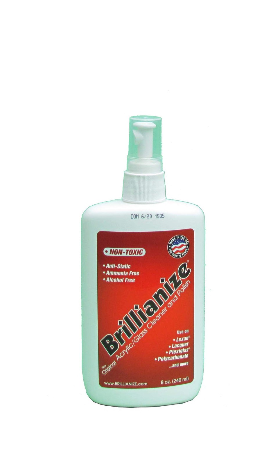 Brillianize 8 Ounce (240 ml) Plastic Cleaner in Pump Spray Bottle