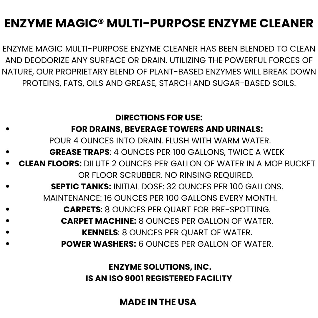 Multi-Purpose Enzyme Cleaner Concentrate 1 Gallon – Plant-Based Stain & Odor …