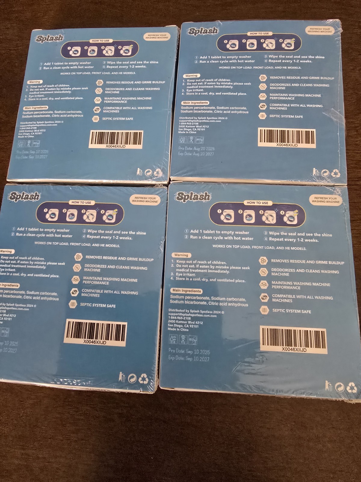 Splash Spotless Washing Machine Cleaner Tablets Lot Of 4 (24 Tablets Total)