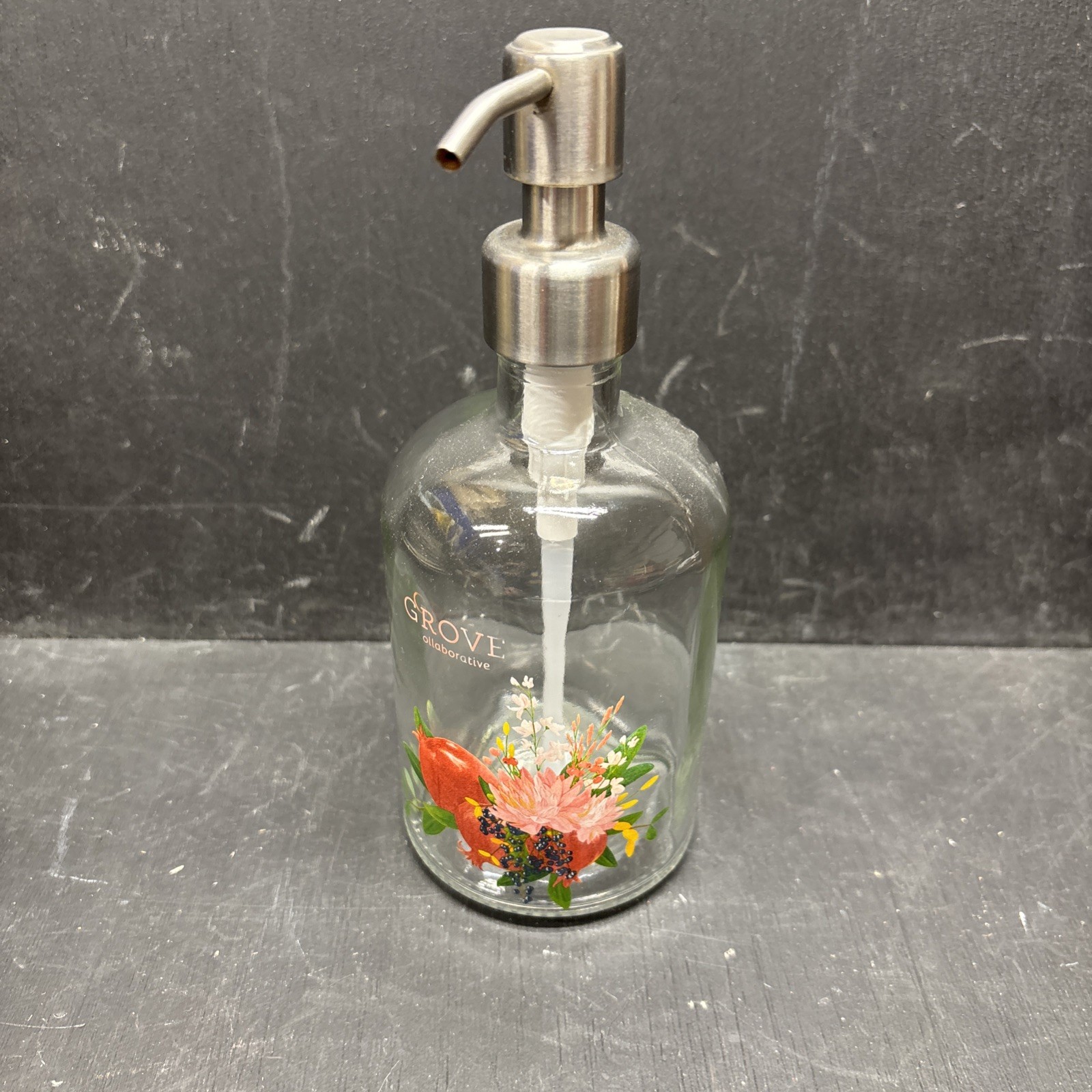 Grove Co Reusable Glass Pump Spray Bottle Clear Bottle White Silicone Sleeve
