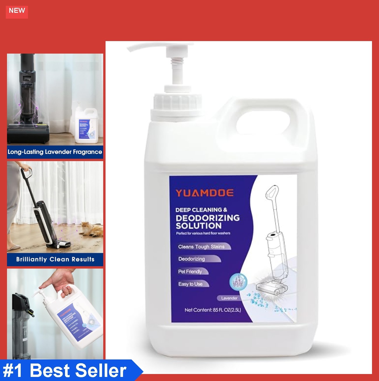 Deep Cleaning & Deodorizing Solution, 85FL OZ/2.5L, Designed for Tineco,