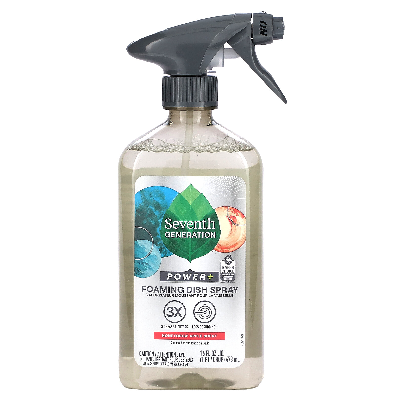 Power+ Foaming Dish Spray, Honeycrisp Apple, 16 fl oz (473 ml)