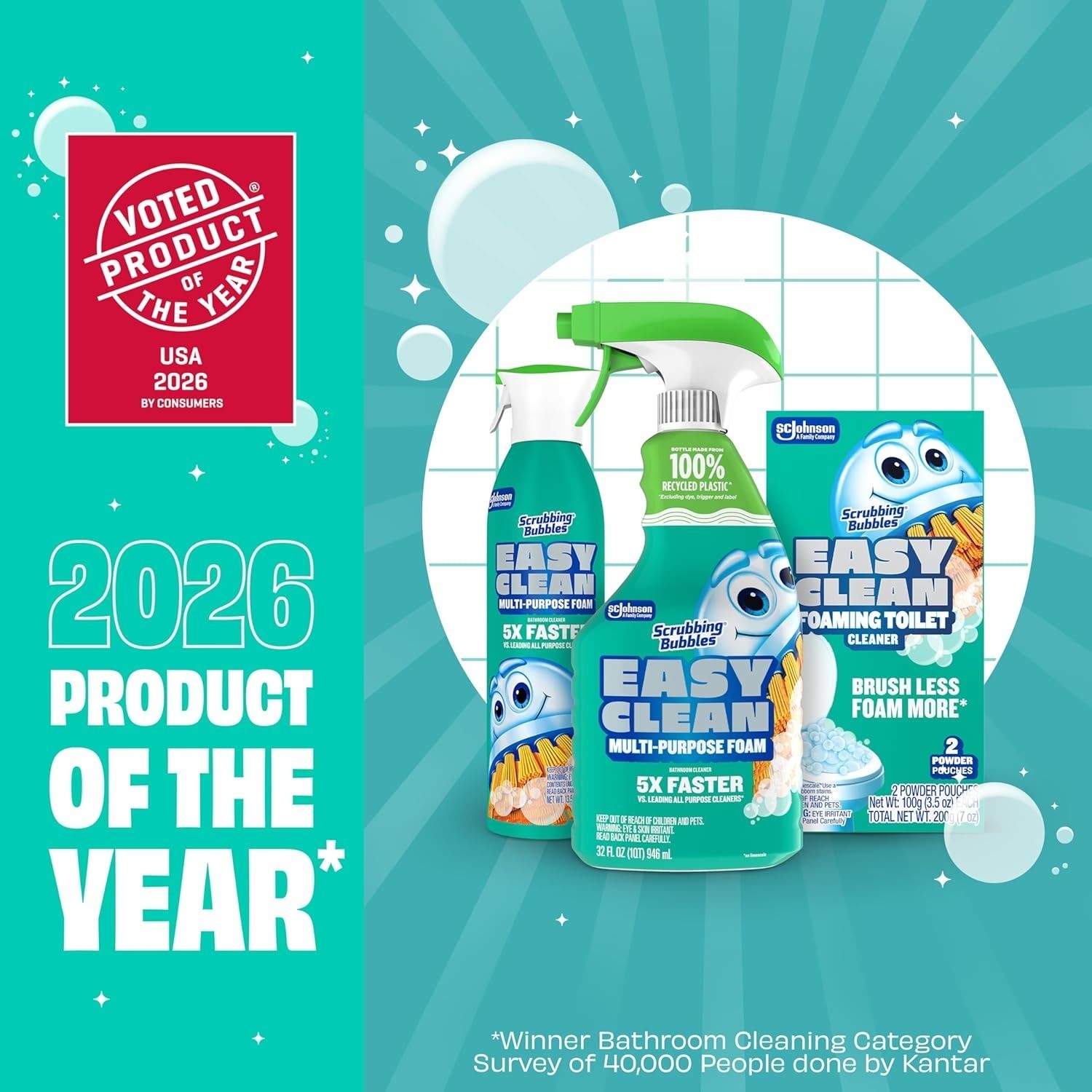 Scrubbing Bubbles Foaming Bleach-Free Bathroom Cleaner Spray – 32oz. Fast-Acting