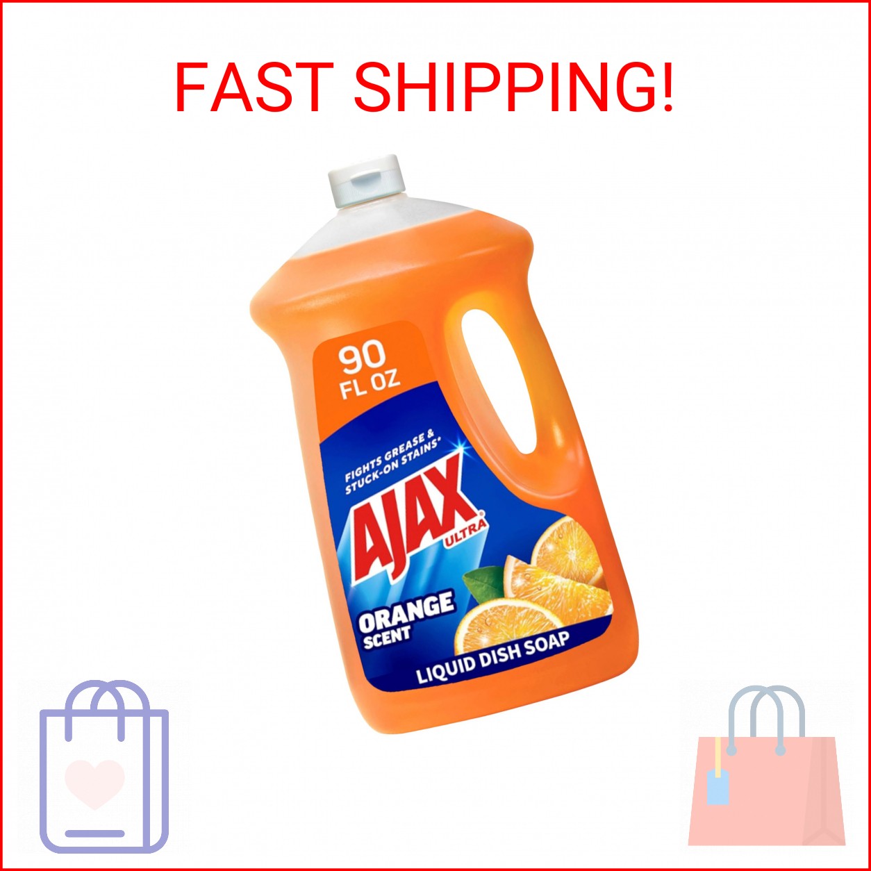 Ajax Ultra Liquid Dish Soap Orange Scent, Triple Action, 90 fl oz Bottle