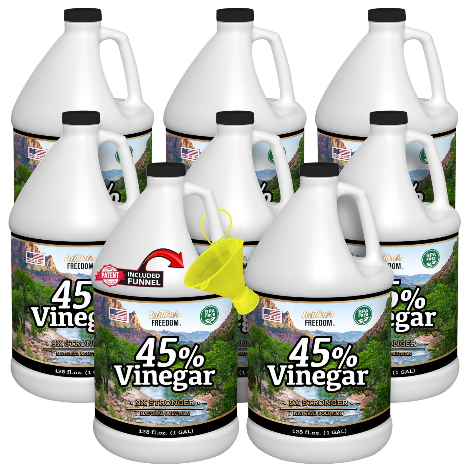 45% Concentrated Vinegar with Funnel – Multi-Purpose – 8 Gallons
