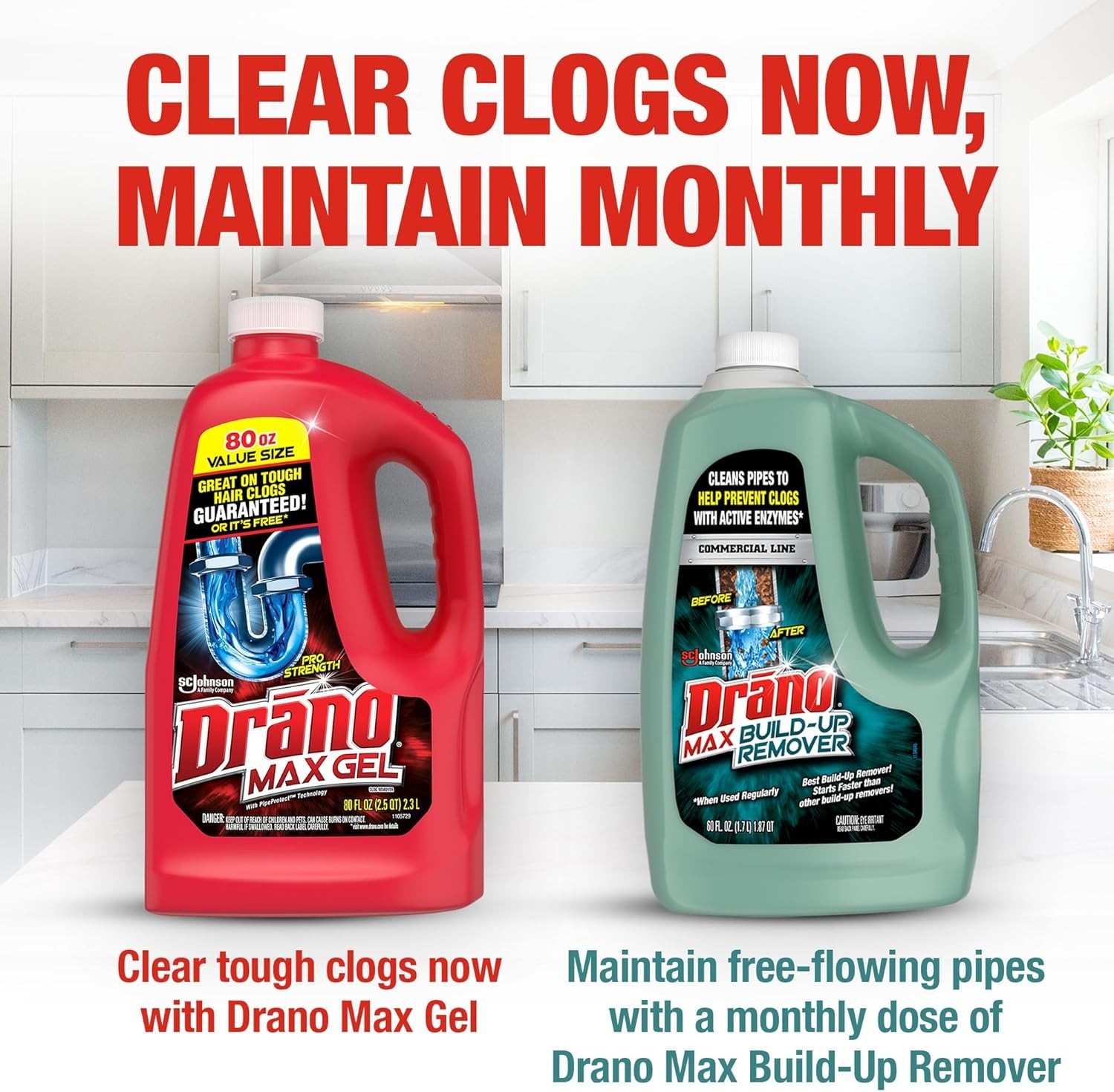 Drano Max Gel Drain Clog Remover and Cleaner for Shower or Sink Drains 32.oz