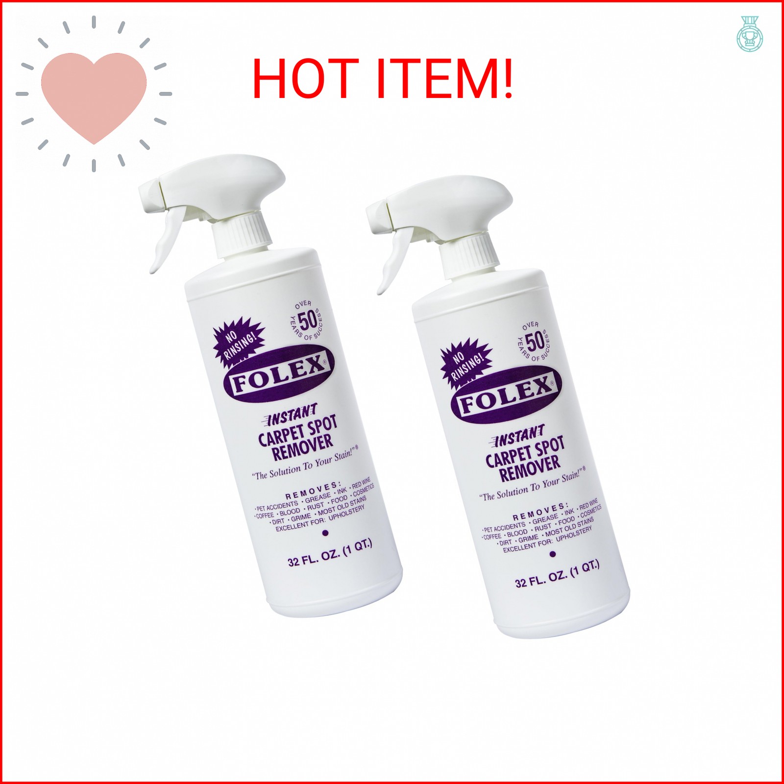 Folex Instant Carpet Spot Remover, 32 Fl Oz (Pack of 2)