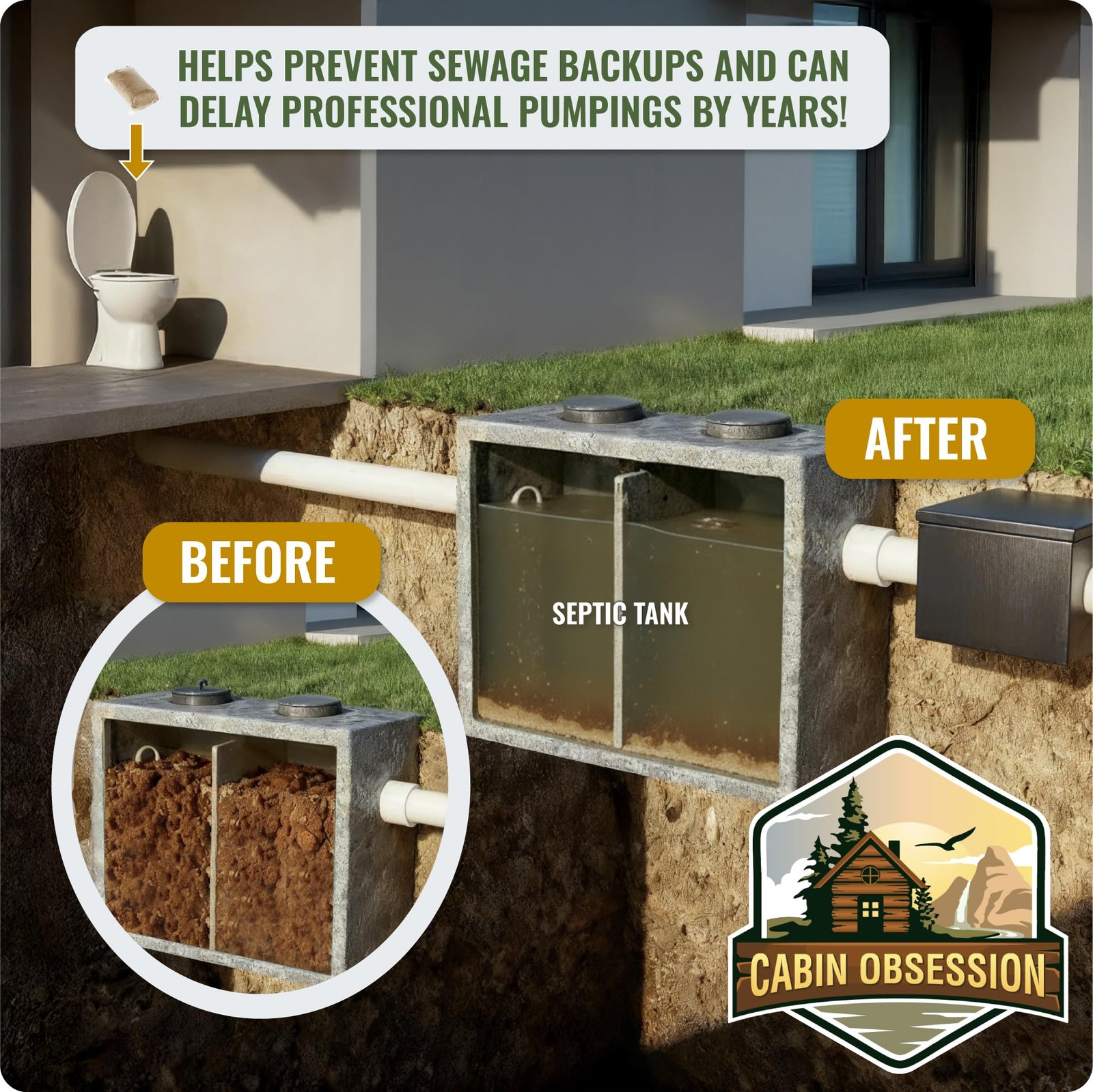 Septic Tank Treatment – 1 Year Supply of Septic Safe Dissolvable Easy Flush