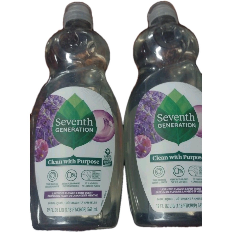 Seventh Generation LAVENDER FLOWER & MINT Dish Soap Detergent 19 fl oz 2 Pk