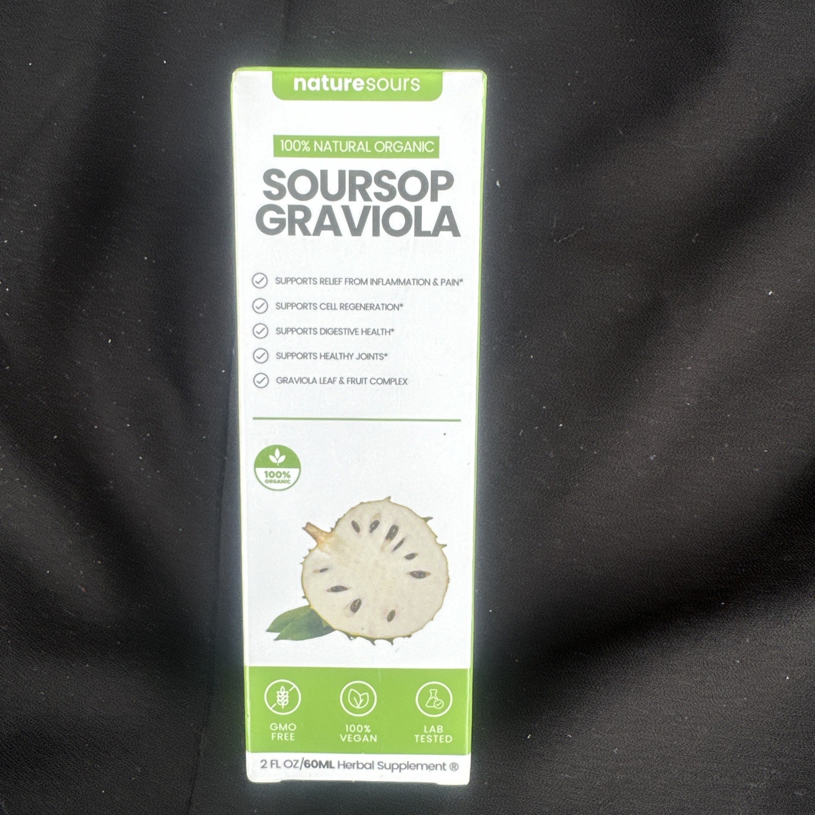 Soursop Graviola, 100% Natural Organic, Drops, 2 fl. oz Herbal Supplement