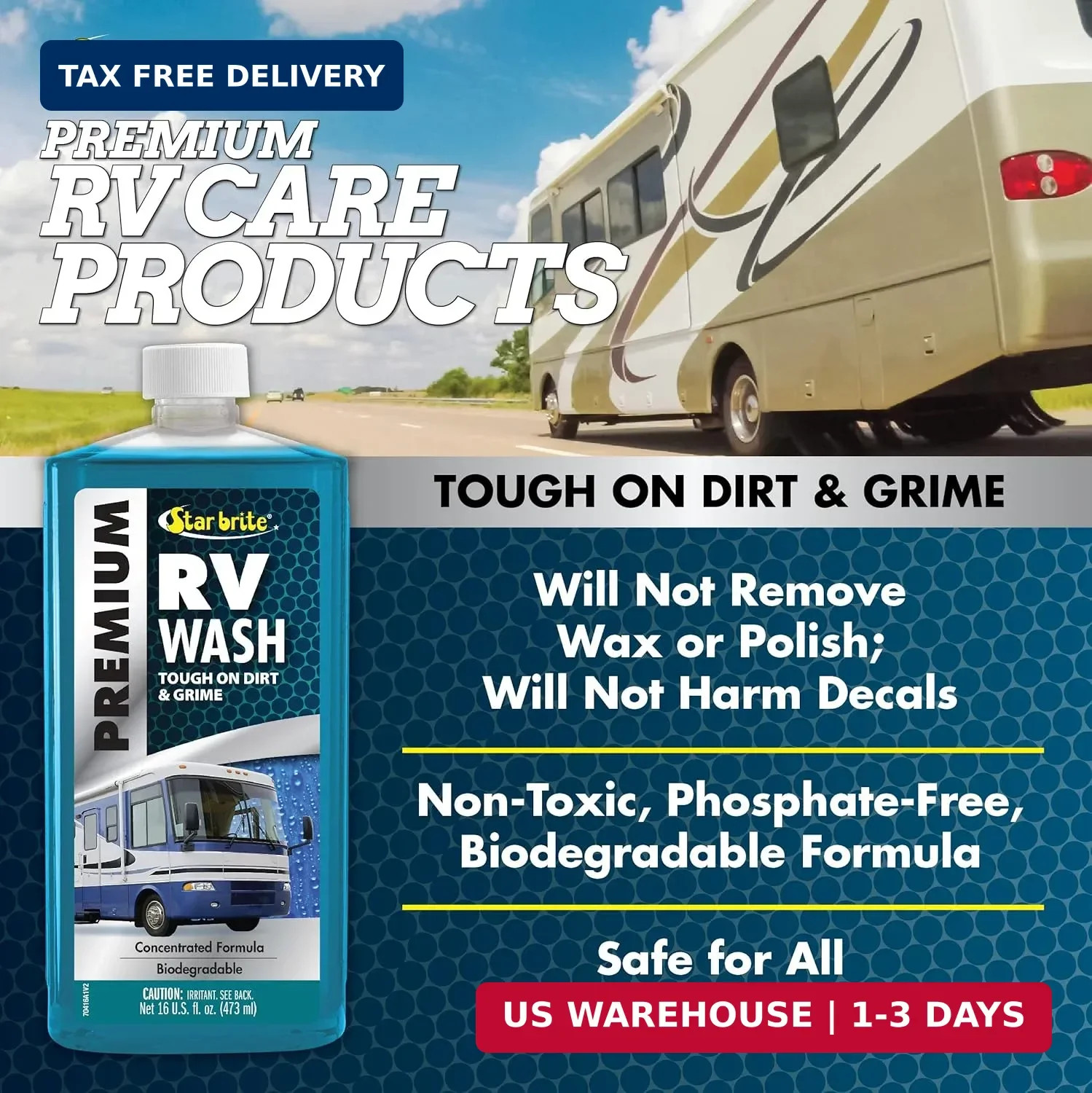 STAR BRITE Premium RV Wash – Ultimate RV Exterior Cleaner for Road Grime & More