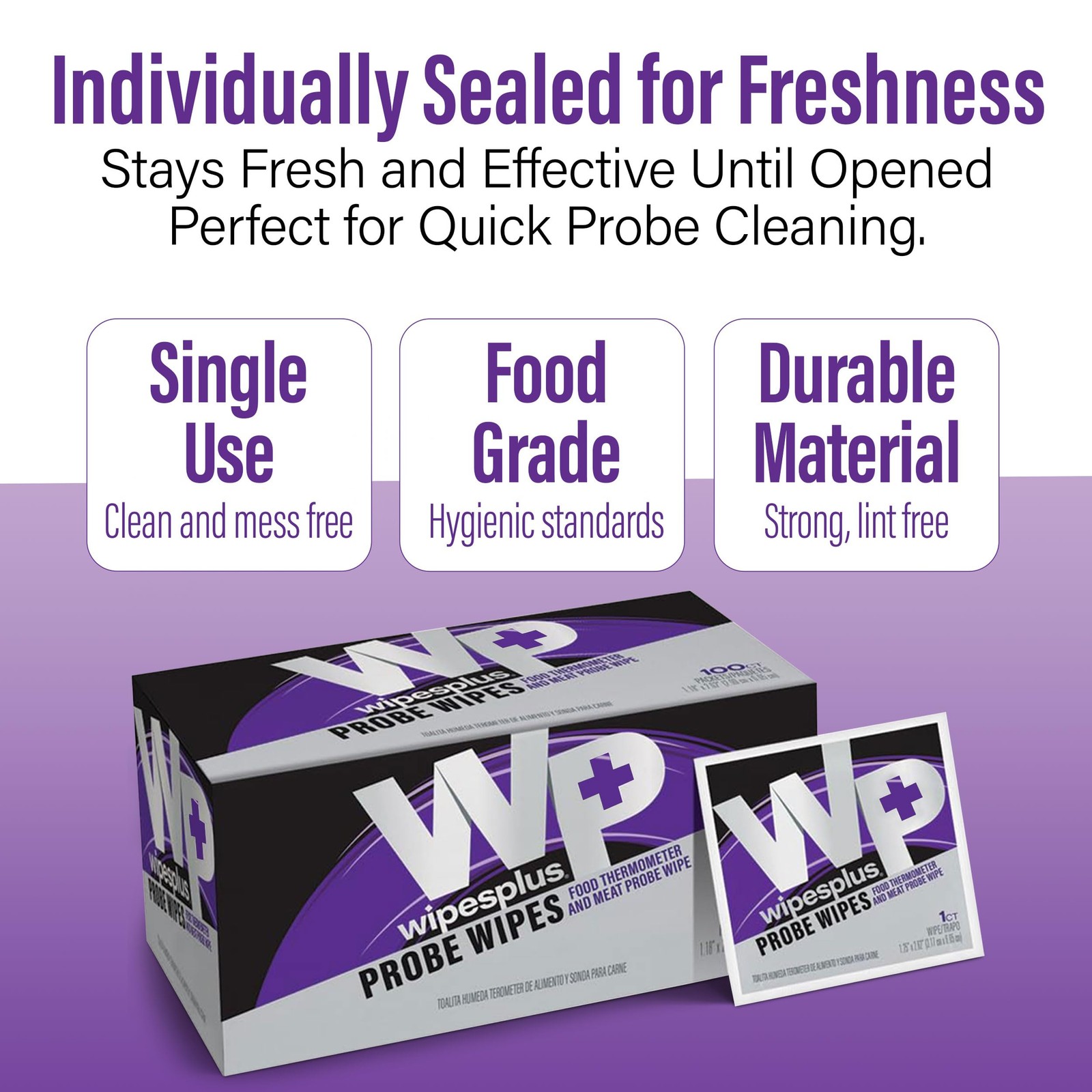 Wipesplus Thermometer Probe Wipes 70 Isopropyl Alcohol Wipes Individually