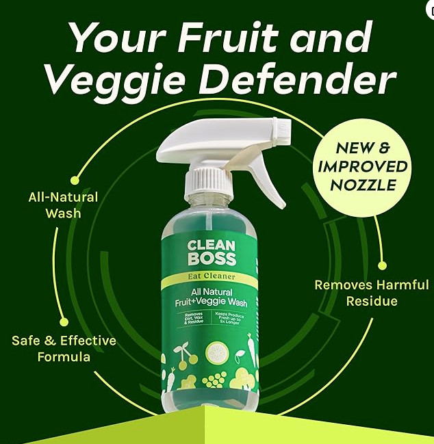 #(3) JOY CleanBoss Eat Cleaner Fruit & Veggie Wash & (1) Set Veggie 32 Wipes