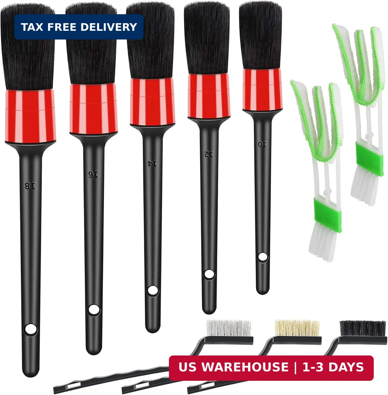HMPLL 10pcs Auto Car Detailing Brush Set Car Interior Cleaning Kit Includes 5 Bo