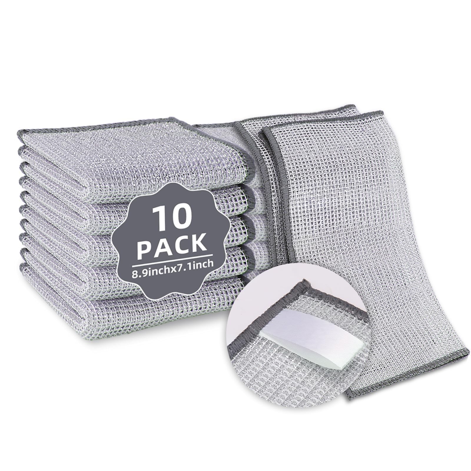 PIPUHA 10 Pack Non-Scratch Stainless Steel 7.87 inches x inches, Silver