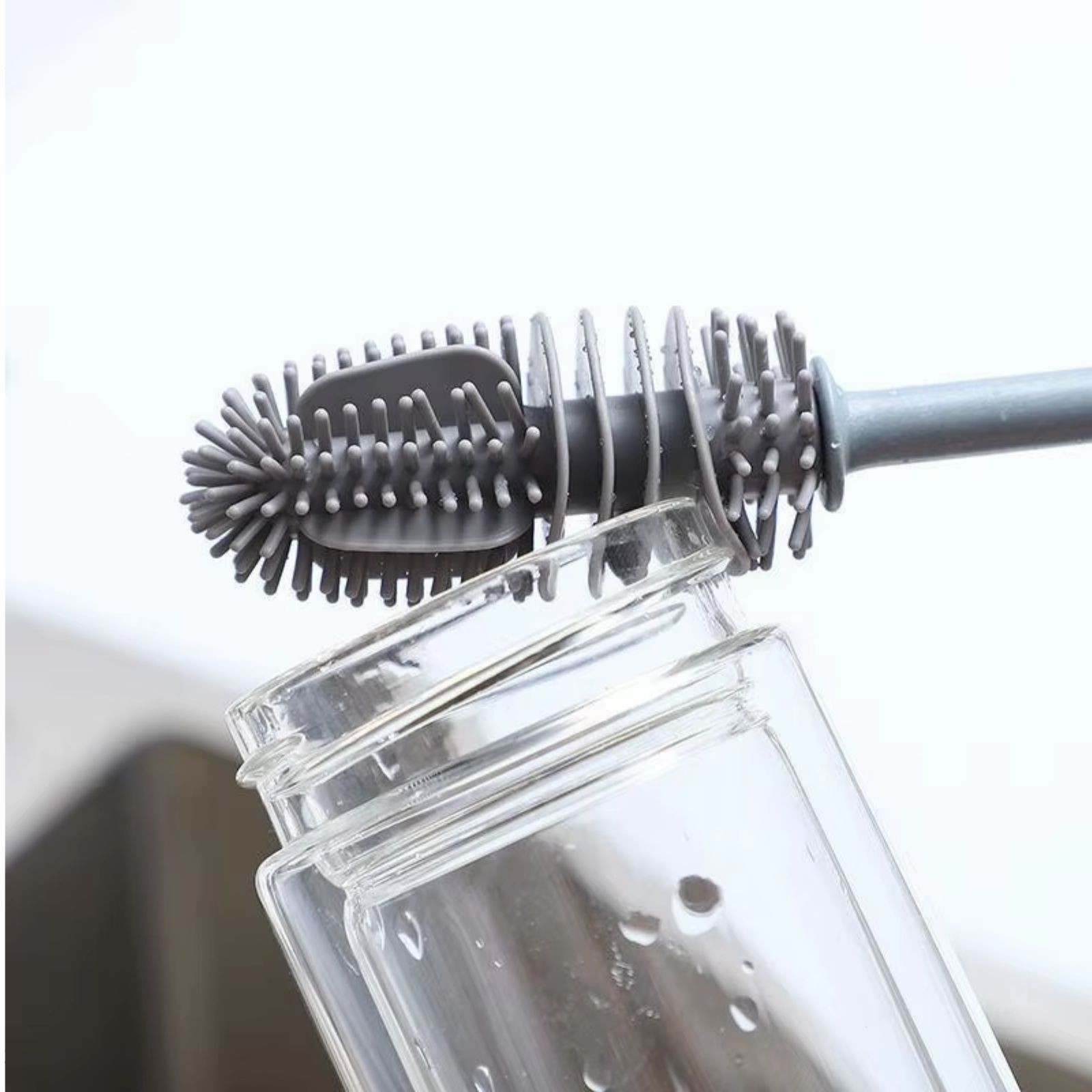 1Pc Bottle Scrubbing Washing Brush Silicone Long Handle Cup Cleaning Brush Tool