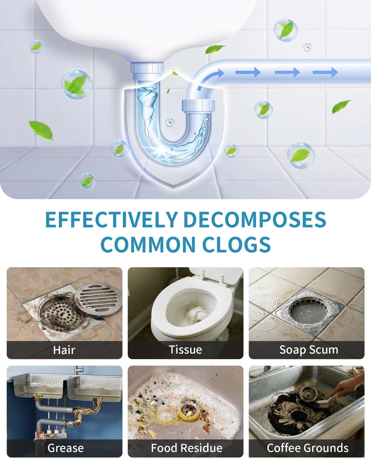 B BEASY Drain Clog Remover Tablet, 24 Count Sink Drain Cleaner, Powerful Pipe…