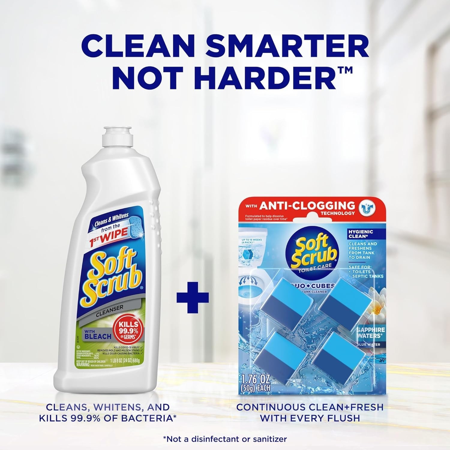Duo-Cubes In-Tank Toilet Cleaner – Sapphire Waters, 4 Count, Anti-Clogging
