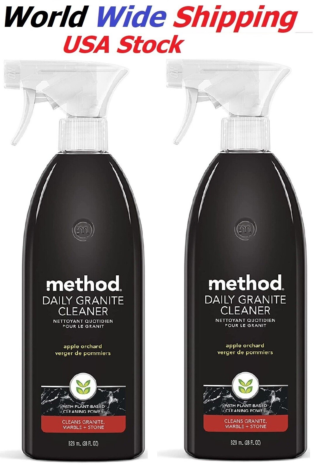 Method 2 Packs Included Daily Granite Cleaner Spray, Apple Orchard, 28 Ounce ea.
