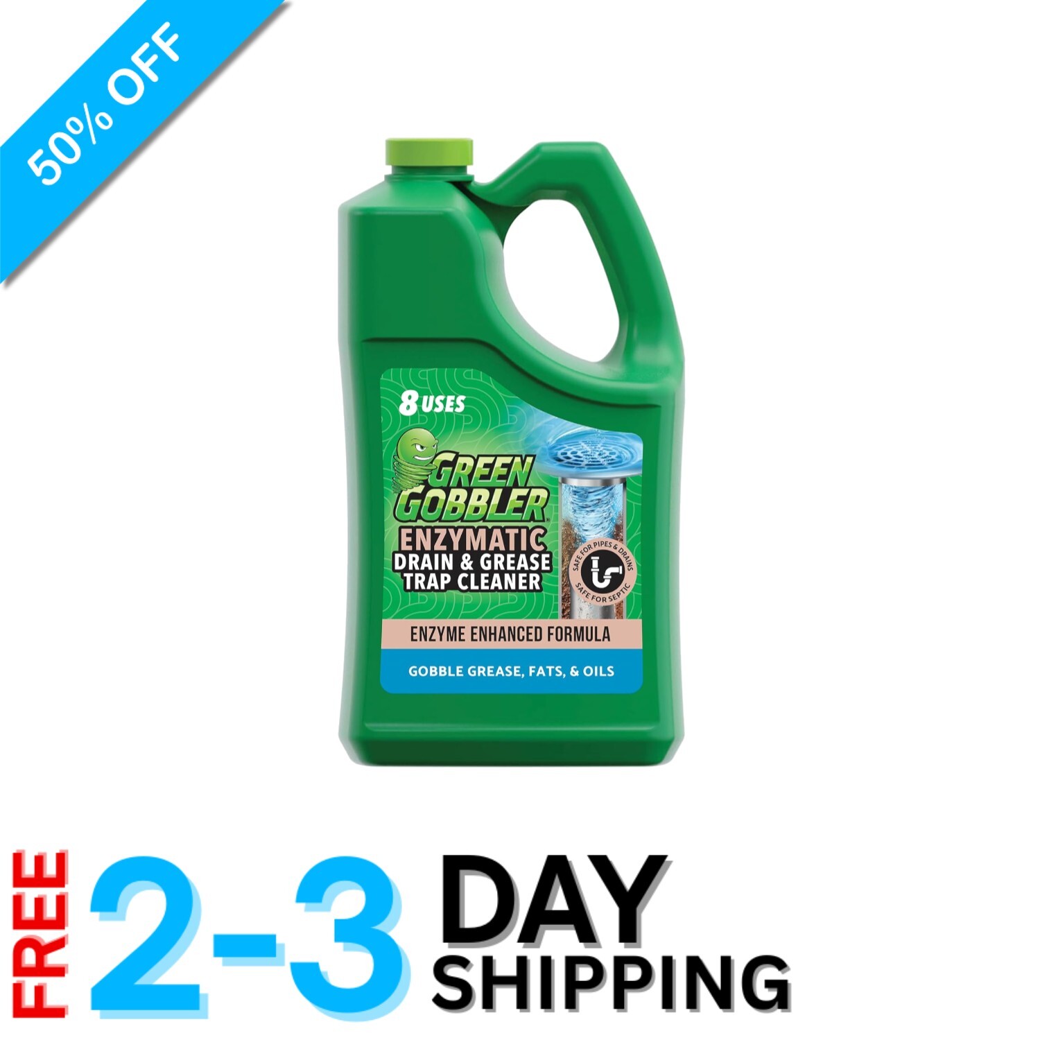 Eco-Friendly Enzyme Drain Cleaner – 1 Gallon for Grease Traps & Septic Health