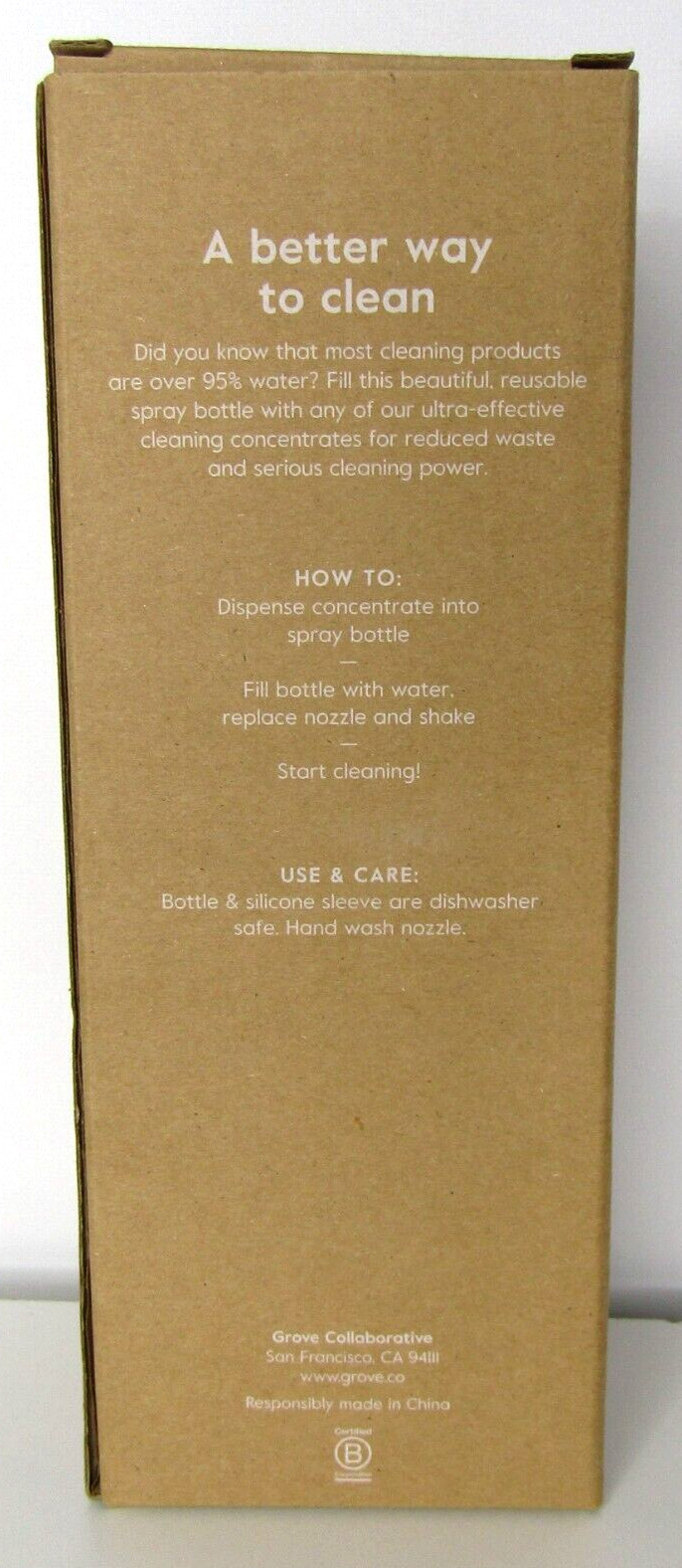 Grove Collaborative 16oz Glass Spray Bottle With Gray Silicone Sleeve New