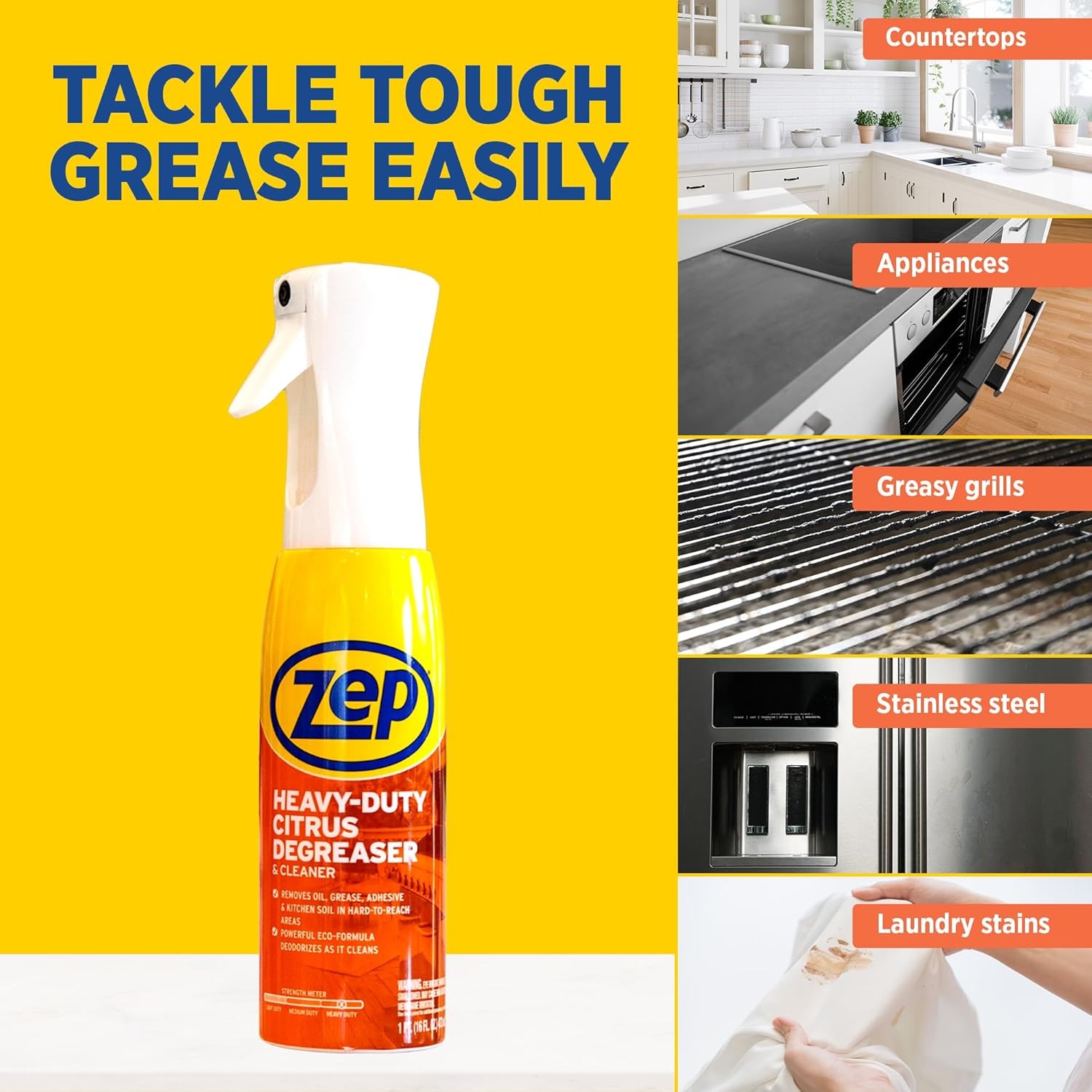 Zep Heavy Duty Citrus Degreaser and Cleaner Mist -16 fl oz ZUCIT20 – Removes Oil