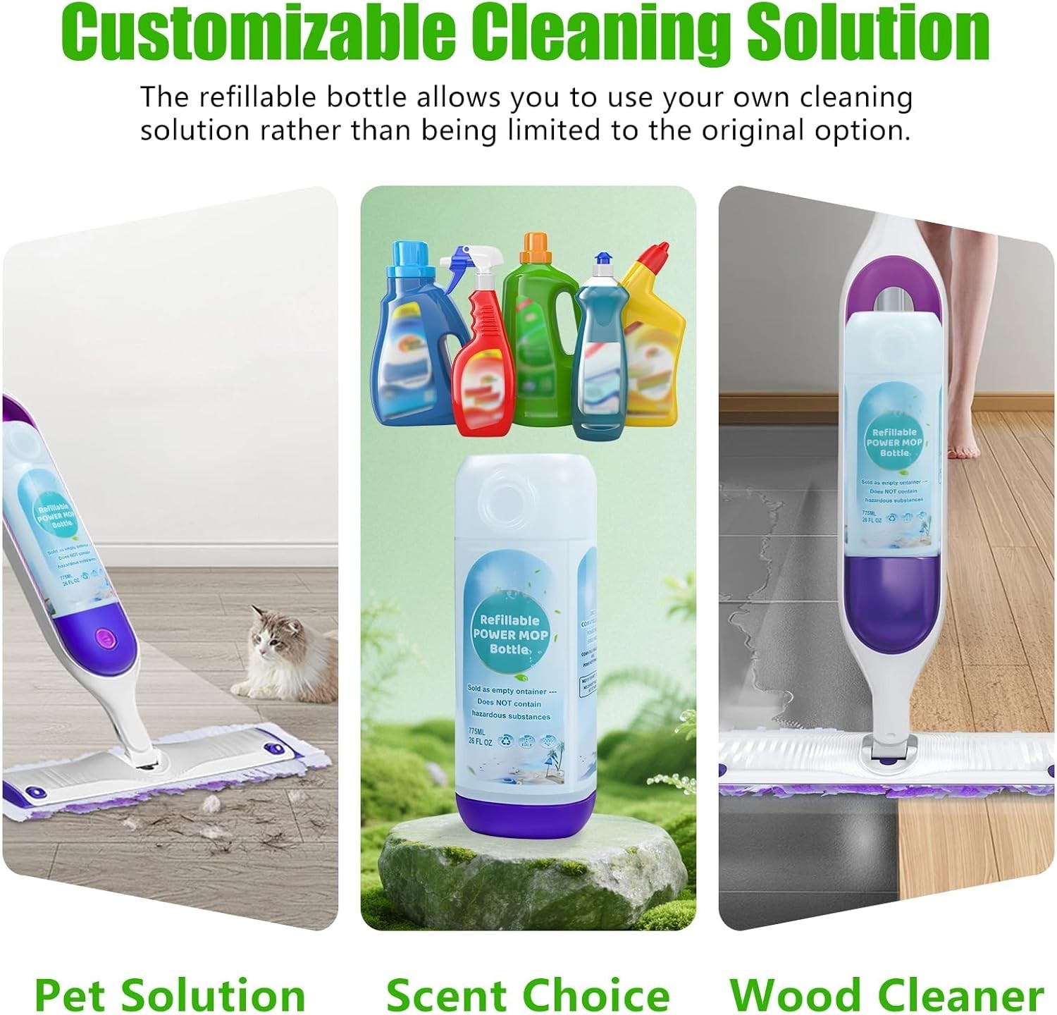 Power Mop Refillable Bottle for Swiffer PowerMop, Empty Reusable Bottle for Powe