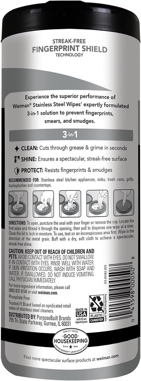 30 Count Stainless Steel Cleaner Wipes – Anti-Fingerprint, Streak-Free Shine