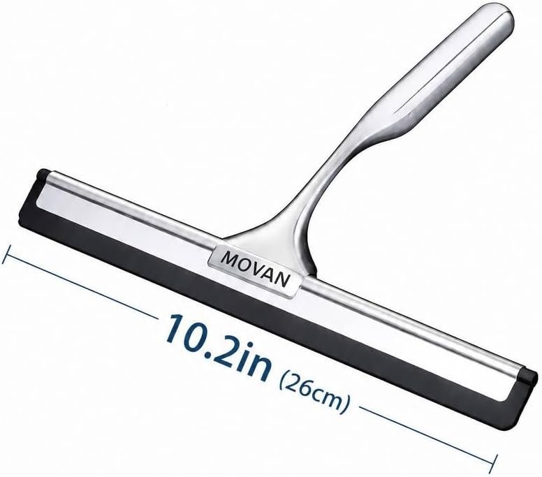 MOVAN Shower Squeegee Glass Doors W/ Replacement Silicone Blade – 304 Stainless