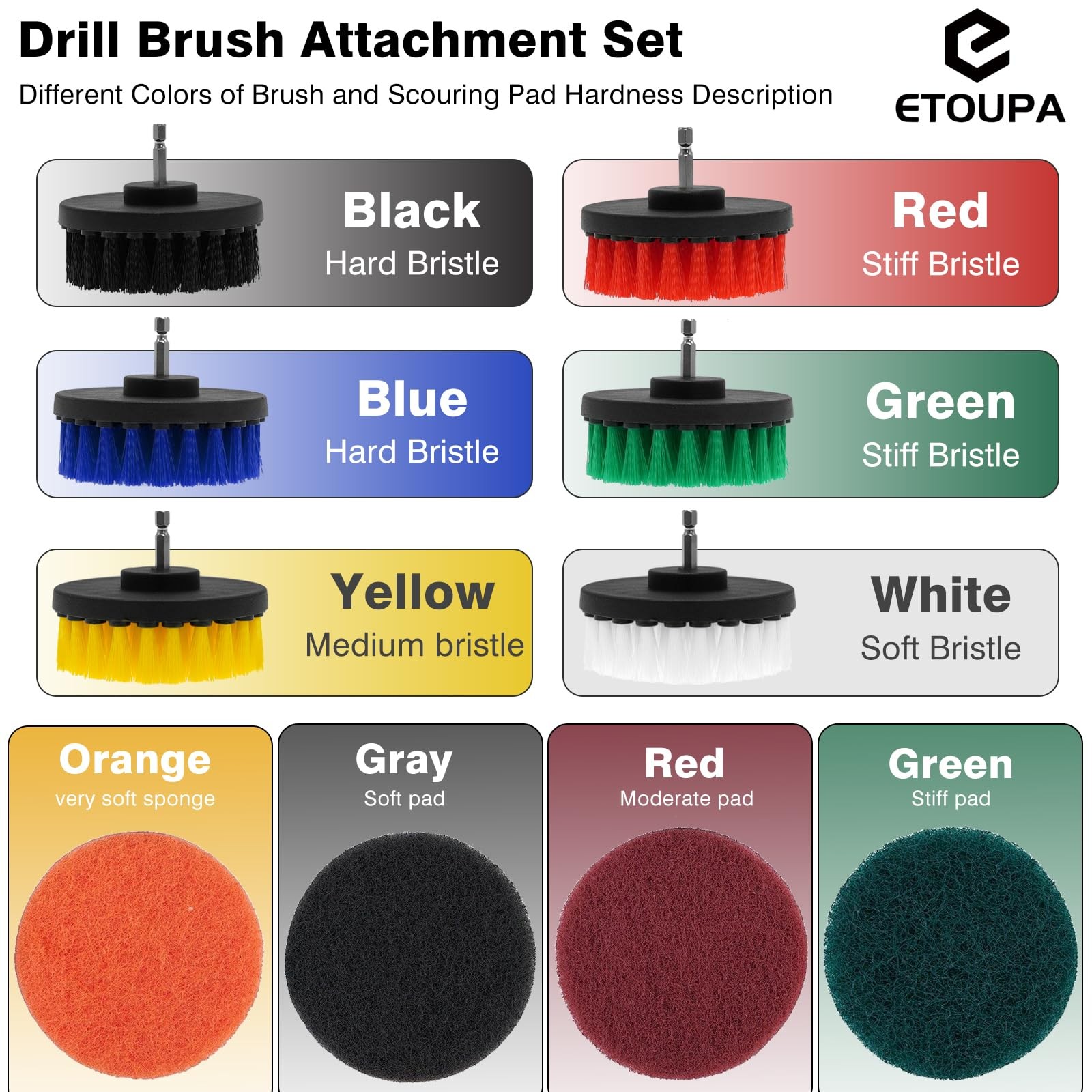 30PCS Drill Brush Attachment Set Power Scrubber Kit for Bathroom Car Floor
