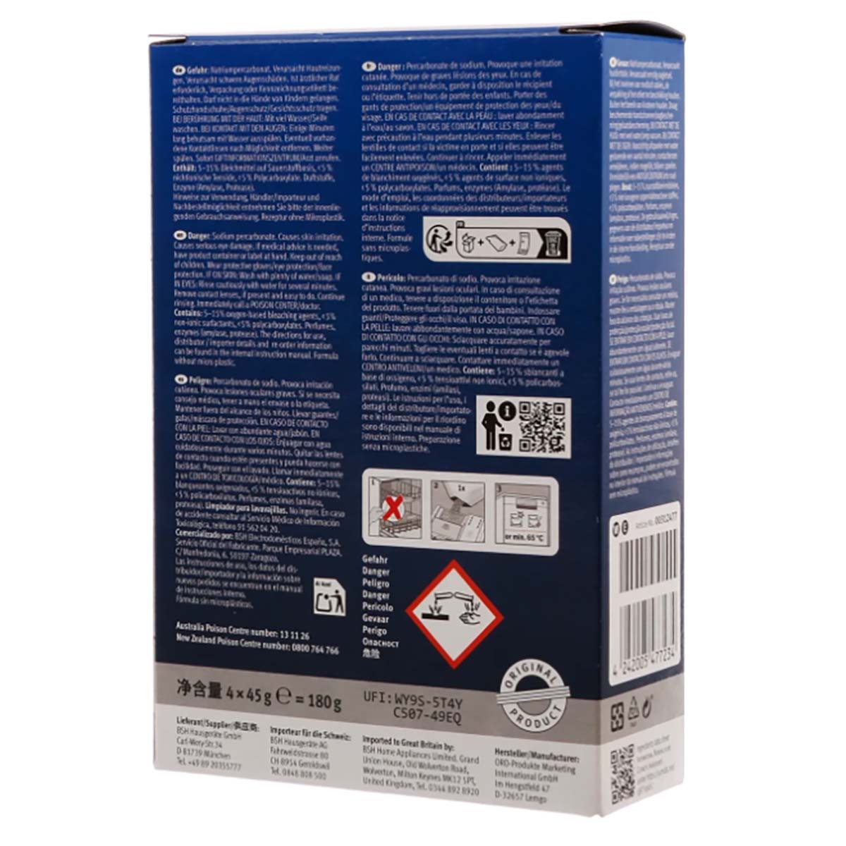 4 Pack Bosch Dishwasher Machine Cleaner Descaler Degreaser Powder 180 Grams