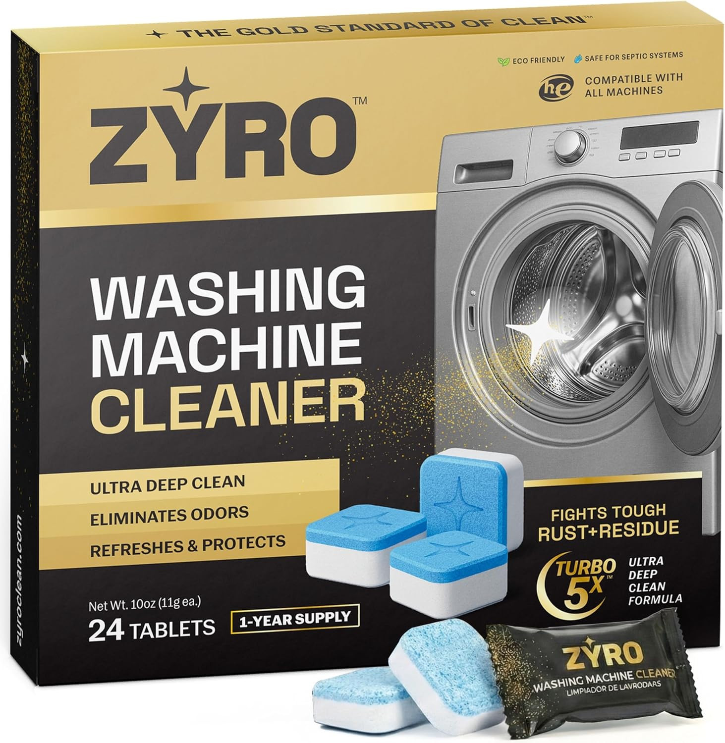 Washing Machine Cleaner Tablets | 24 Pack | Ultra Deep Clean | Eliminates Odors