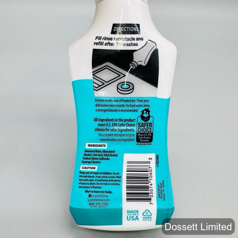 Lemi Shine Shine Plus Dry Rinse Dishwasher, Lemon, 8.45 Fluid Ounce