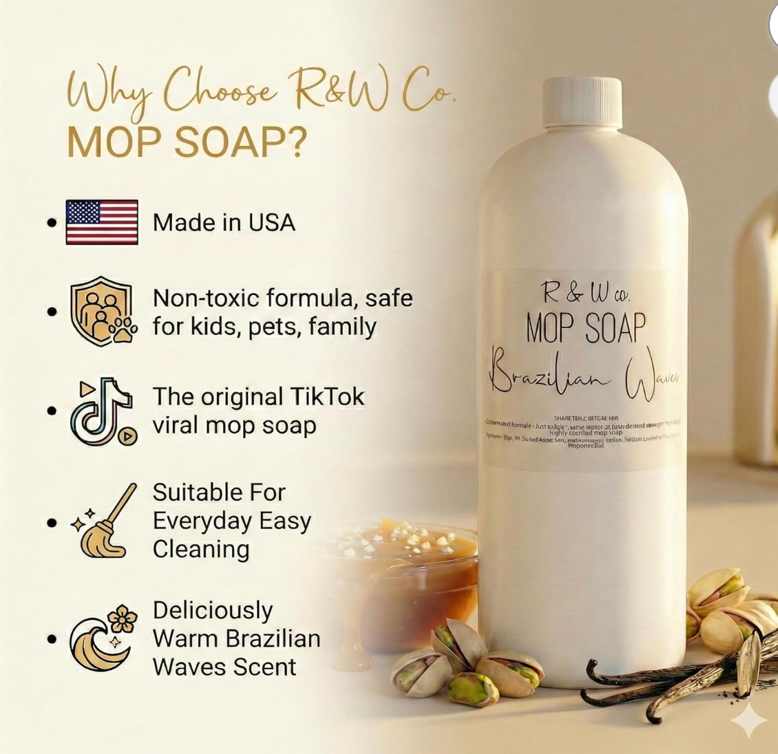 R&W Co. Original 32oz Premium Mop Soap Brazilian Waves Scented