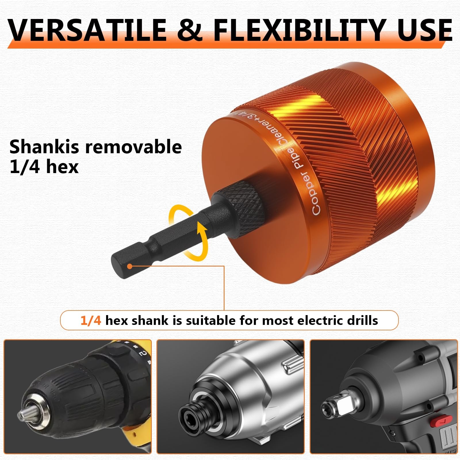 1/2″ & 3/4″ Cleaner Set for Drill,with 1/4″ Hex Shank & 6 Brush Blades & 2 Pi…
