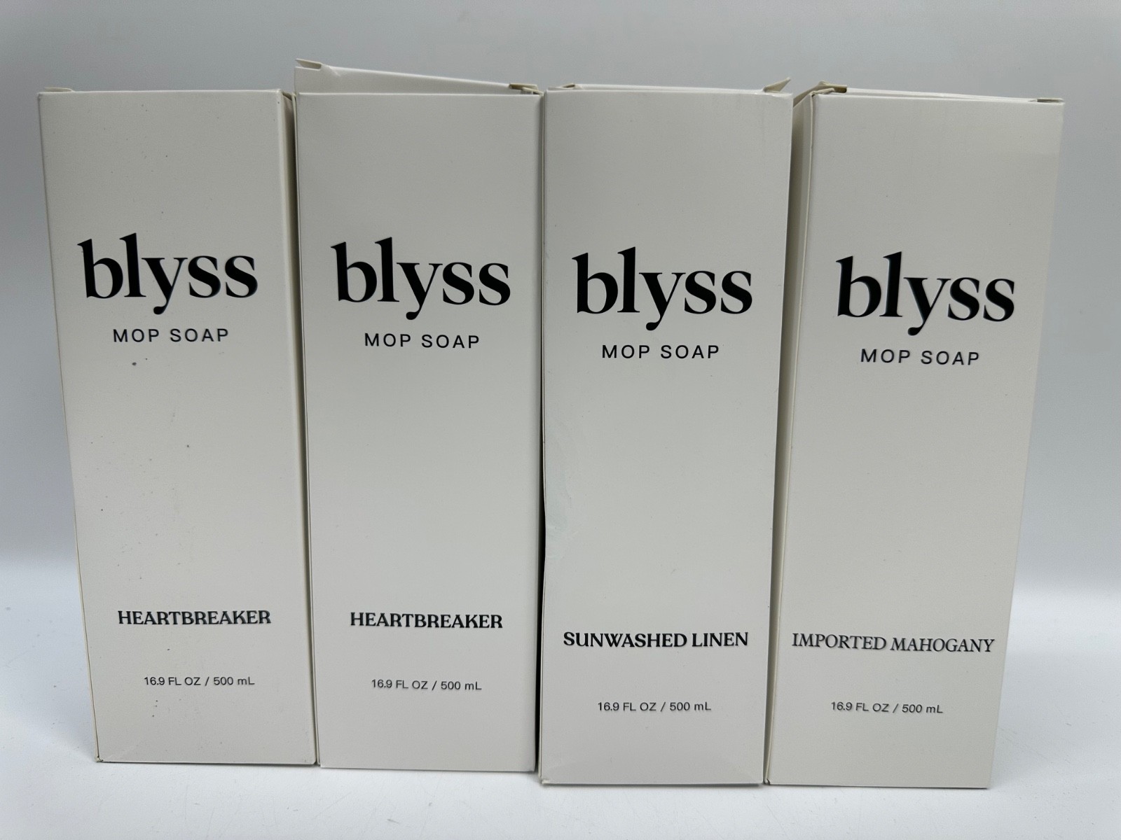 Lot of 4 Blyss Mop Soap Imported Mahogany, Sunwashed Linen, Heartbreaker(2)