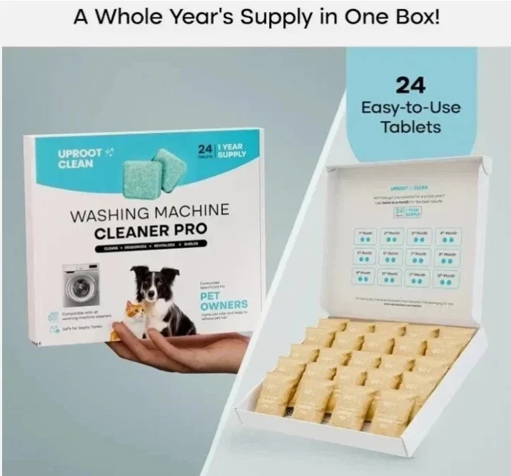 Uproot Clean Washing Machine Cleaner Tablets – 24 Pack for a 12 Month Supply. Fo