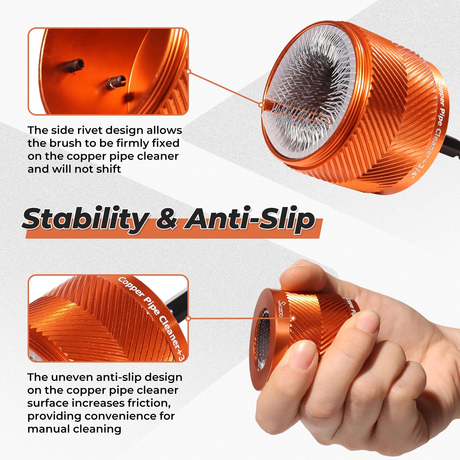 1/2″ & 3/4″ Metal Copper Pipe Cleaner Set,with 1/4 Hex Shank,Each Additional …