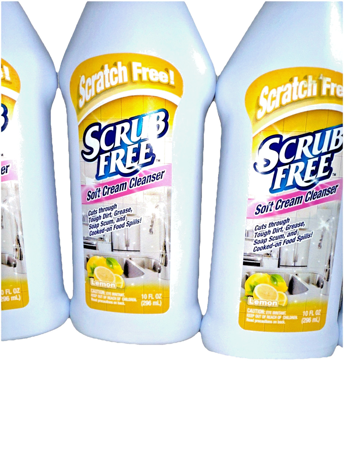 3) PK Scrub Free Cream Cleaning Cleanser Scratch Free & Lemon Scent 10 oz Each