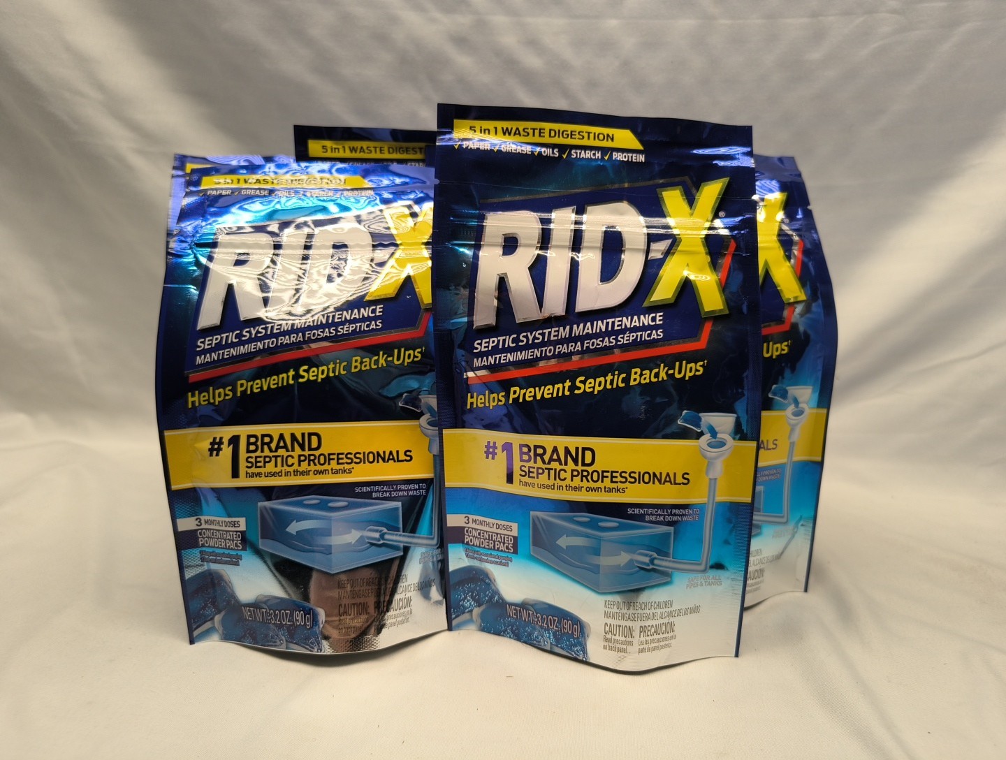 6x Rid-X Septic System Treatment Septic Tank 3-Monthly Powder Pacs 3.2oz