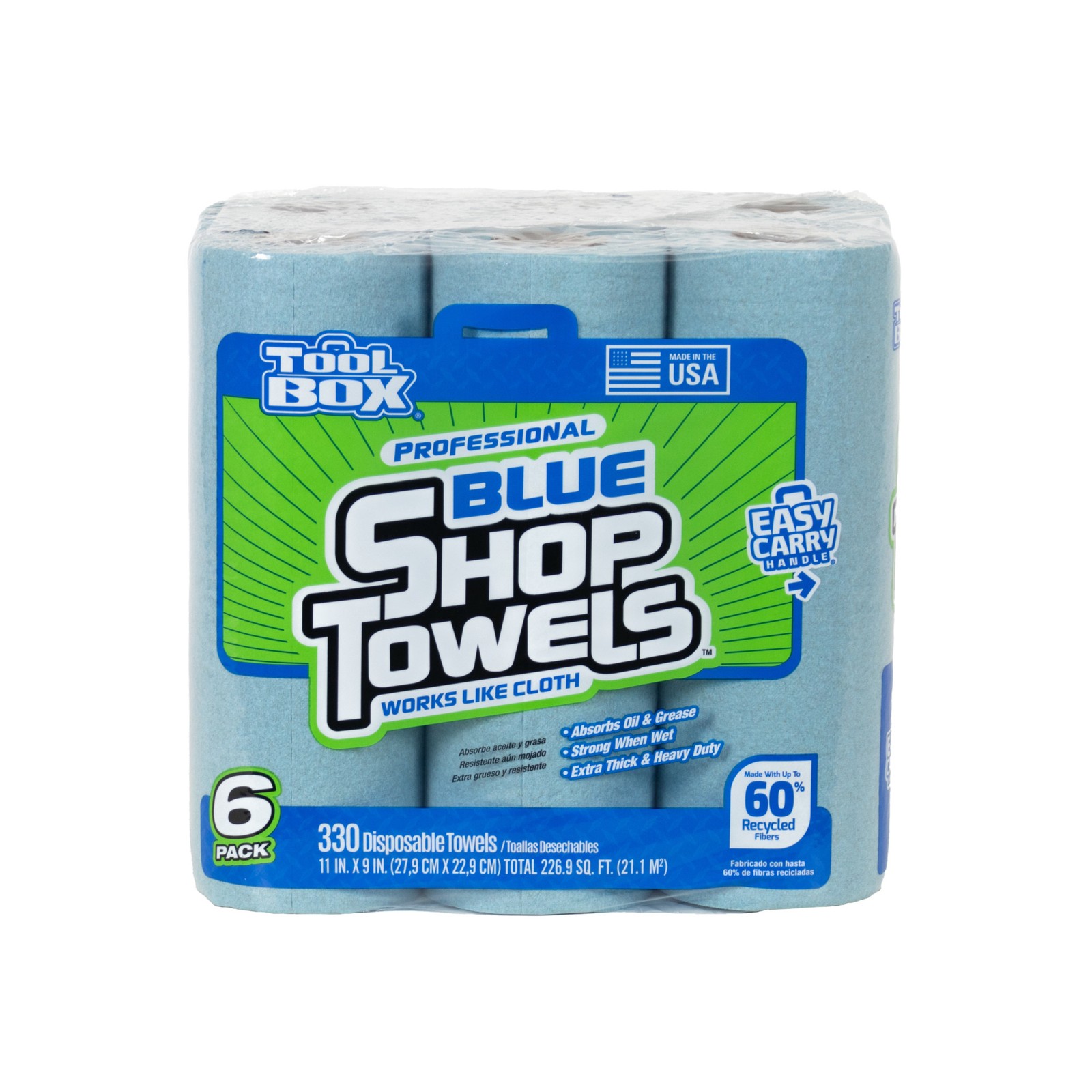 Blue Shop Towels, (6) 55-Count Packs, Model# 5441602