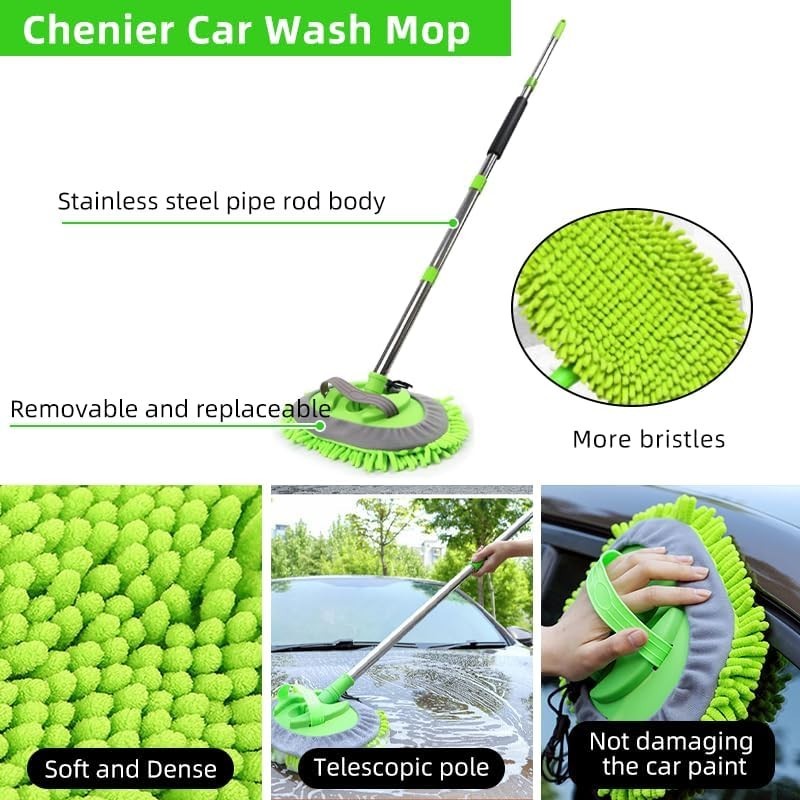 Car Wash Brush Kit – 62″” Long Handle Microfiber Cleaning Brush for Car RV Truck