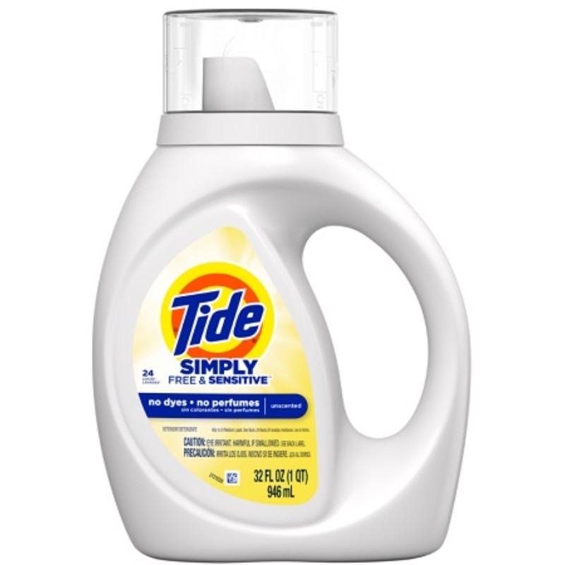 2x Tide Simply Liquid Free & Sensitive Unscented Laundry Detergent Soap 32oz