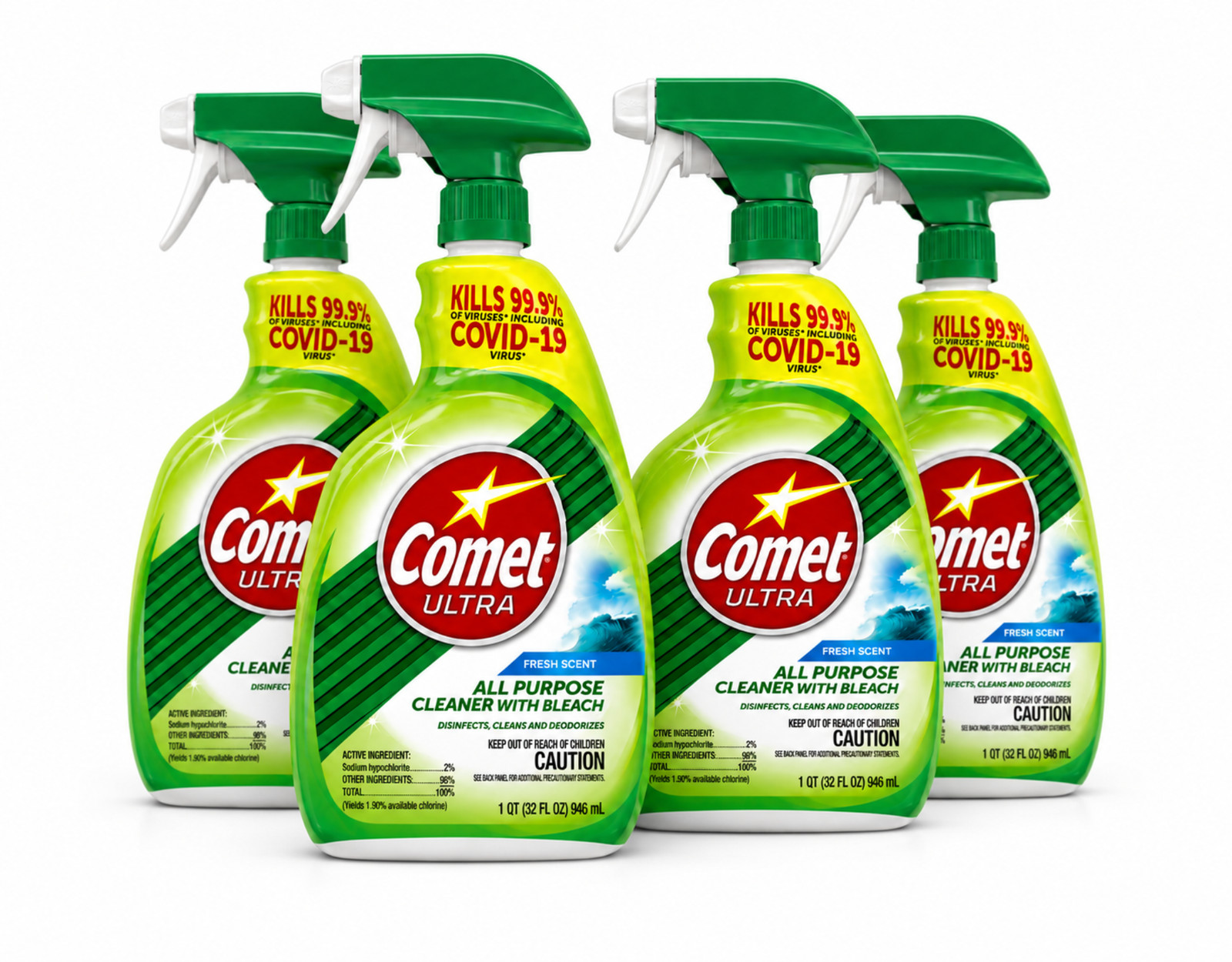 Comet Ultra All Purpose Cleaner with Bleach 32oz Spray Multi Surface 4 Pack